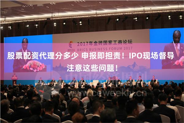 股票配资代理分多少 申报即担责！IPO现场督导 注意这些问题！