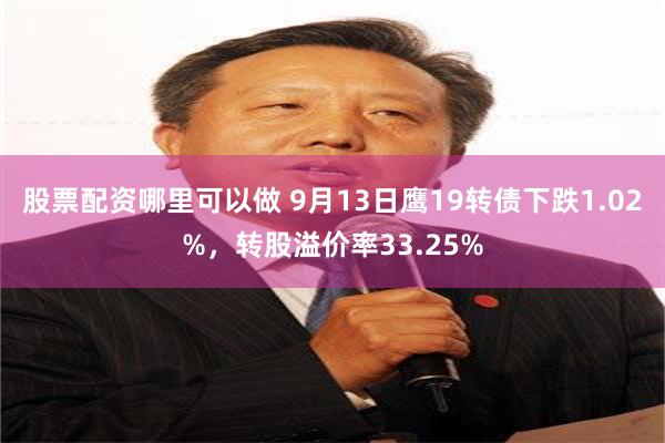 股票配资哪里可以做 9月13日鹰19转债下跌1.02%，转股溢价率33.25%