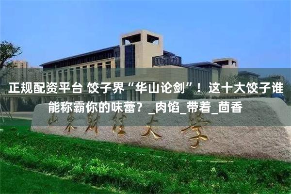 正规配资平台 饺子界“华山论剑”！这十大饺子谁能称霸你的味蕾？_肉馅_带着_茴香