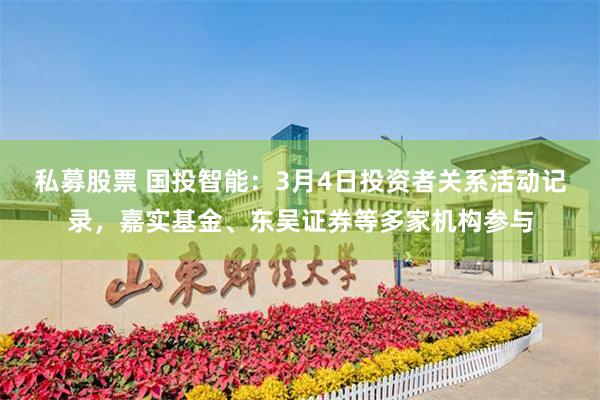 私募股票 国投智能：3月4日投资者关系活动记录，嘉实基金、东吴证券等多家机构参与