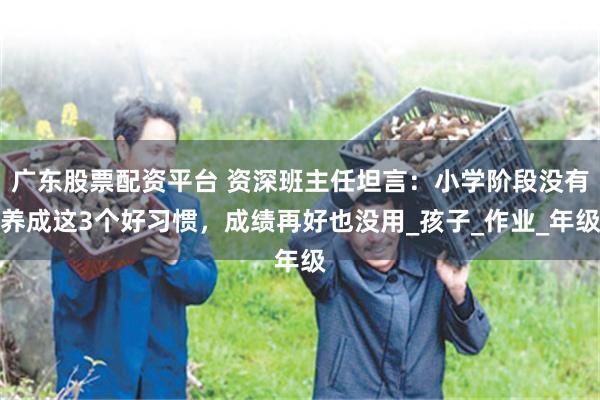 广东股票配资平台 资深班主任坦言：小学阶段没有养成这3个好习惯，成绩再好也没用_孩子_作业_年级