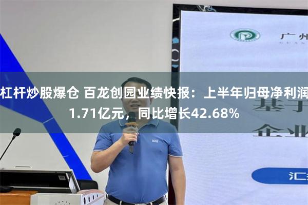 杠杆炒股爆仓 百龙创园业绩快报：上半年归母净利润1.71亿元，同比增长42.68%